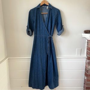 Liz Claiborne Vintage Denim Maxi Wrap Dress Size 4